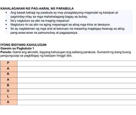 kahalagahan ng parabula.
